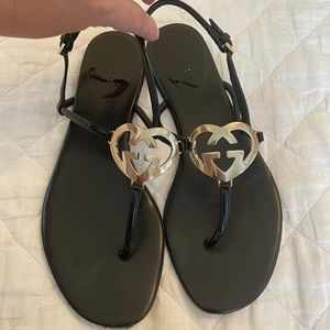 Gucci heart logo sandals. 38. Black.